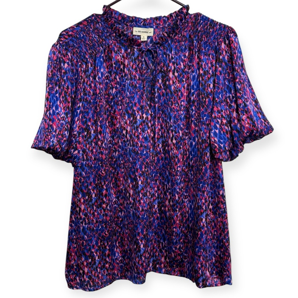 Eesome Women’s Vibrant Blue and Pink Oversized Blouse Size M *270